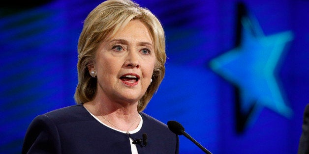 Hillary Rodham Clinton speaks during the CNN Democratic presidential debate Tuesday, Oct. 13, 2015, in Las Vegas. (AP Photo/John Locher)