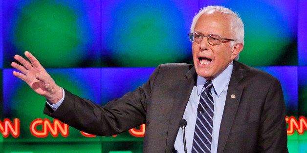 Sen. Bernie Sanders, I-Vt., speaks during a CNN Democratic presidential debate Tuesday, Oct. 13, 2015, in Las Vegas. (AP Photo/John Locher)