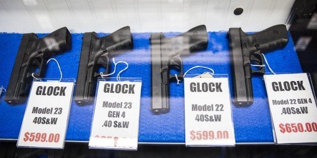 MARYLAND, USA - OCTOBER 6: Different models of Glock pistols for sale at Maryland Small Arms Range in Maryland, USA on Octobe