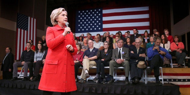 Democratic presidential candidate Hillary Rodham Clinton speaks during a town hall meeting, Friday, Oct. 16, 2015, in Keene, N.H. (AP Photo/Mary Schwalm)