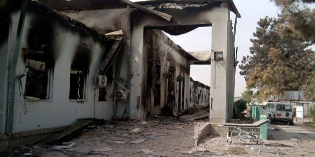 The damaged hospital in which the Medecins Sans Frontieres (MSF) medical charity operated is seen on October 13, 2015 followi