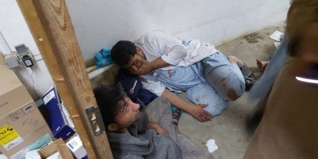 KUNDUZ, AFGHANISTAN -OCTOBER 03: Doctors Without Borders (MSF) staff are seen after a US airstrike on MSF hospital in Kunduz,