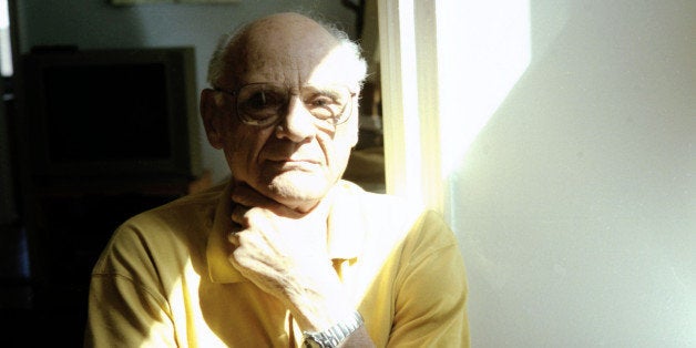 NEW YORK - MARCH 21: Arthur Miller, screenplay writer and director, poses March 21, 2001 in his New York City apartment. (Photo by Jean-Christian Bourcart/Getty Image)