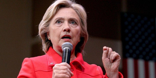 Democratic presidential candidate Hillary Rodham Clinton speaks during a town hall meeting Friday, Oct. 16, 2015, in Keene, N