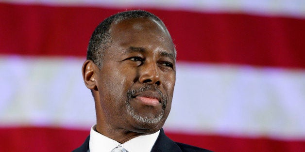 Republican presidential candidate, retired neurosurgeon Ben Carson addresses supporters at Spring Arbor University in Spring Arbor, Mich., , Wednesday, Sept. 23, 2015. (AP Photo/Carlos Osorio)