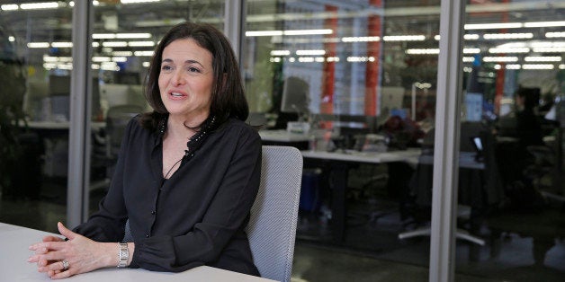 In this photo taken Tuesday Feb. 3, 2015, Facebook chief operating officer Sheryl Sandberg answers questions during an interv