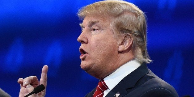 Republican Presidential hopeful Donald Trump speaks during the CNBC Republican Presidential Debate, October 28, 2015 at the Coors Event Center at the University of Colorado in Boulder, Colorado. AFP PHOTO/ ROBYN BECK (Photo credit should read ROBYN BECK/AFP/Getty Images)