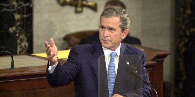 UNITED STATES - SEPTEMBER 20: President George Bush during his speech to a joint session of Congress last night to lay out plans for the war against terrorism. (Photo By Douglas Graham/Roll Call/Getty Images)