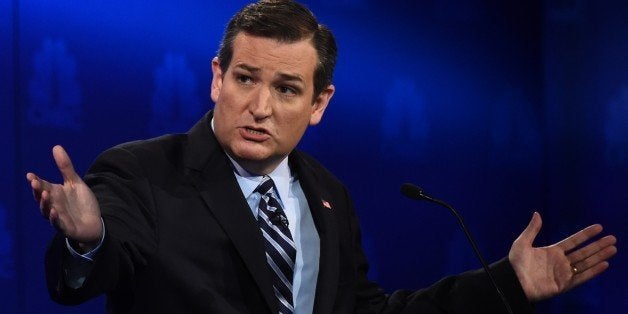 Republican Presidential hopeful Ted Cruz speaks during the CNBC Republican Presidential Debate, October 28, 2015 at the Coors Event Center at the University of Colorado in Boulder, Colorado. AFP PHOTO/ ROBYN BECK (Photo credit should read ROBYN BECK/AFP/Getty Images)