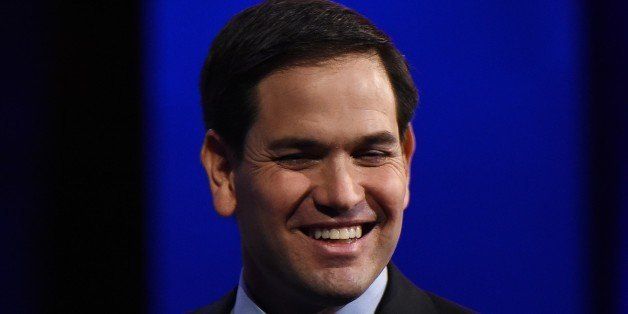 Republican Presidential hopeful Marco Rubio smiles after the CNBC Republican Presidential Debate, October 28, 2015 at the Coors Event Center at the University of Colorado in Boulder, Colorado. AFP PHOTO/ ROBYN BECK (Photo credit should read ROBYN BECK/AFP/Getty Images)