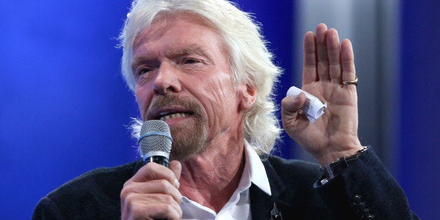 CNBC EVENTS -- Pictured: Billionaire entrepreneur Sir Richard Branson, founder of Virgin Group, speaks at the Clinton Global Initiative Annual Meeting, in New York City, on September 28, 2015 -- (Photo by: Adam Jeffery/CNBC/NBCU Photo Bank via Getty Images)