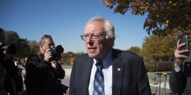 US Senator and Democratic presidential candidate Bernie Sanders arrives to unveil landmark climate legislation on Capitol Hill in Washington, DC, on November 4, 2015. Sanders and fellow Senator Jeff Merkley (R) are calling on the federal government to end future leases of public land to extract fossil fuels, and for the suspension of current leases which are not producing. AFP PHOTO / JIM WATSON (Photo credit should read JIM WATSON/AFP/Getty Images)