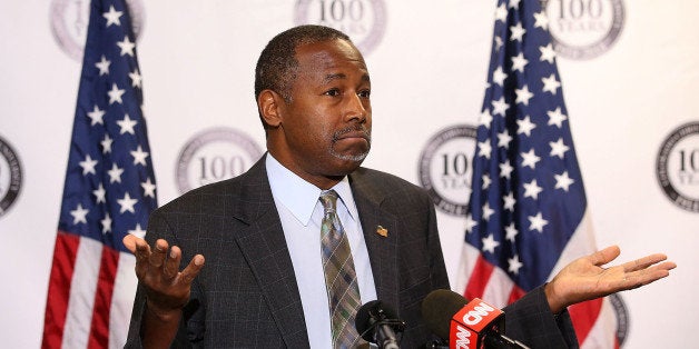 LAKEWOOD, CO - OCTOBER 29: Republican presidential candidate Ben Carson speaks during a news conference before a campaign event at Colorado Christian University on October 29, 2015 in Lakewood, Colorado. Ben Carson was back on the campaign trail a day after the third republican debate held at the University of Colorado Boulder. (Photo by Justin Sullivan/Getty Images)