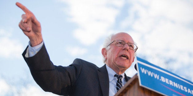 CONCORD, NH - NOVEMBER 05: Democratic presidential candidate Sen. Bernie Sanders (I-VT) speaks at a rally after filing paperwork for the New Hampshire primary at the State House on November 5, 2015 in Concord, New Hampshire. Each candidate must file paperwork to be on the New Hampshire primary ballot, which will be held February 9, 2016. (Photo by Scott Eisen/Getty Images)