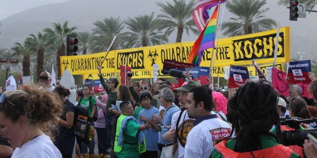 On January 30th 2011, over 2,000 people protested the right-wing meeting of the Koch Brothers and their billionaire friends. A coalition of dozens of progresive organizations mobilized, and over 25 people were arrested.