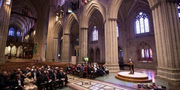 WASHINGTON, USA - OCTOBER 23: Religious leaders from all faiths gather to issue a call to religious freedom and hopeful action at the Washington National Cathedral in Washington, USA on October 23, 2015. (Photo by Samuel Corum/Anadolu Agency/Getty Images)