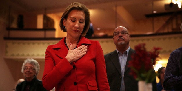 GREENFIELD, IA - NOVEMBER 13: Republican presidential candidate Carly Fiorina (2nd L) attends the 2015 Lincoln Dinner of Adair County Republican Party November 13, 2015 in Greenfield, Iowa. Fiorina continued to campaign for the Republican nomination for U.S. president. (Photo by Alex Wong/Getty Images)