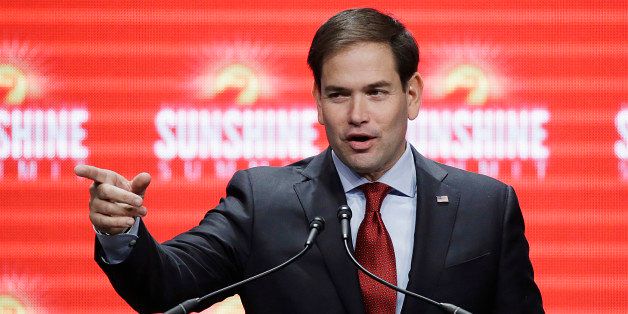 In this Nov. 13, 2015, photo, Republican presidential candidate, Sen. Marco Rubio, R- Fla., addresses the Sunshine Summit in Orlando, Fla. Bring on Donald Trump, and Ben Carson, too. Thatâs what Democratic insiders are saying about the Republican outsiders who sit solidly atop preference polls in the race for the GOP nomination for president. They are far more worried about GOP candidates who have experience in office, with Rubio cited most often as the strongest potential competition for their overwhelming choice for the Democratic nomination, Hillary Rodham Clinton. (AP Photo/John Raoux)