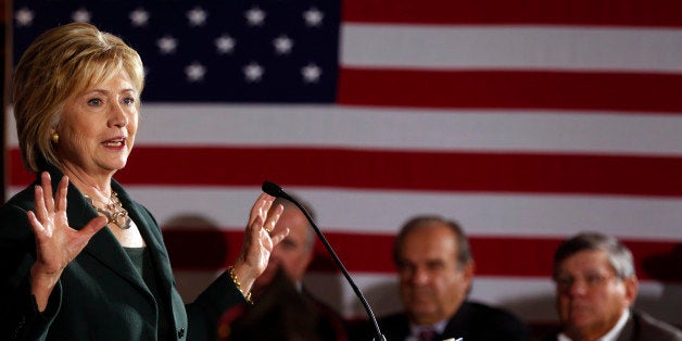 Democratic presidential candidate Hillary Rodham Clinton speaks during a campaign stop at the VFW Post Tuesday Nov. 10, 2015 in Derry, N.H. Clinton outlined her plan to improve the Department of Veterans Affairs, pushing back against calls by Republicans to privatize the sprawling health care system for those who have served in the military. (AP Photo/Jim Cole)