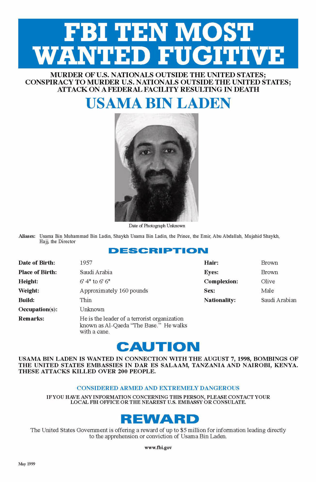 With Osama Bin Laden Dead, FBI's Most Wanted Fugitive List Has An ...