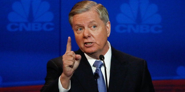 CNBC EVENTS -- The Republican Presidential Debate: Your Money, Your Vote -- Pictured: Lindsey Graham participates in CNBC's 'Your Money, Your Vote: The Republican Presidential Debate' live from the University of Colorado Boulder in Boulder, Colorado Wednesday, October 28th at 6PM ET / 8PM ET -- (Photo by: David A. Grogan/CNBC/NBCU Photo Bank via Getty Images)