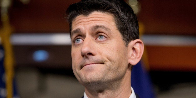 Rep. Paul Ryan, R- Wis., speaks at a news conference following a House GOP meeting, Tuesday, Oct. 20, 2015, on Capitol Hill in Washington. Ryan told GOP lawmakers that he will run for speaker, but only if they embrace him by week's end as their consensus candidate, an ambitious bid to impose unity on a disordered and divided House. (AP Photo/Andrew Harnik)