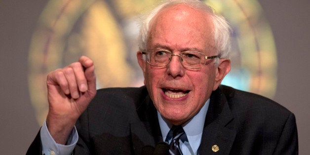 Democratic presidential candidate Sen. Bernie Sanders, I-Vt., speaks at Georgetown University in Washington, Thursday, Nov. 19, 2015, about the meaning of "democratic socialism" and other topics. (AP Photo/Carolyn Kaster)