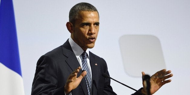 US President Barack Obama delivers a speech during the plenary session at the COP 21 United Nations conference on climate change, on November 30, 2015 at Le Bourget, on the outskirts of the French capital Paris. More than 150 world leaders are meeting under heightened security, for the 21st Session of the Conference of the Parties to the United Nations Framework Convention on Climate Change (COP21/CMP11), also known as 'Paris 2015' from November 30 to December 11. AFP PHOTO / POOL / ERIC FEFERBERG / AFP / POOL / ERIC FEFERBERG (Photo credit should read ERIC FEFERBERG/AFP/Getty Images)