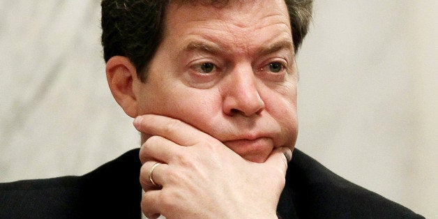 WASHINGTON - MAY 18: Sen. Sam Brownback (R-KS), listens to Interior Secretary Ken Salazar testify during a Senate Energy and Natural Resources Committee hearing on Capitol Hill on May 18, 2010 in Washington, DC. The committee is hearing testimony about the accident involving the Deepwater Horizon oil rig that exploded and is now leaking oil into the Gulf of Mexico. (Photo by Mark Wilson/Getty Images)