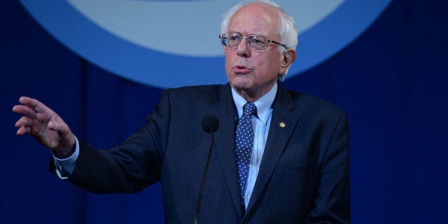 MANCHESTER, NH - NOVEMBER 29: Democratic Presidential candidate Bernie Sanders speaks at the Jefferson Jackson Dinner at the Radisson Hotel November 29, 2015 in Manchester, New Hampshire. The dinner is held annually by the New Hampshire Democratic Party. (Photo by Darren McCollester/Getty Images)