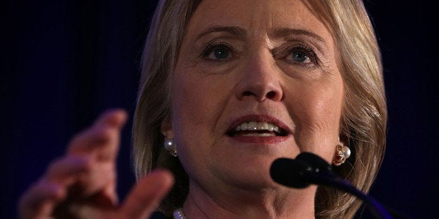 WASHINGTON, DC - NOVEMBER 30: Democratic presidential candidate Hillary Clinton speaks during a 'Women for Hillary' fundraiser November 30, 2015 in Washington, DC. All 14 Democratic women senators, except Sen. Elizabeth Warren (D-MA) have endorsed Hillary Clinton to run for the President of the U.S. (Photo by Alex Wong/Getty Images)