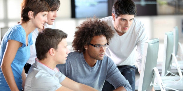 Group of young people in training course