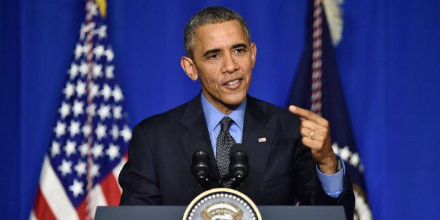 PARIS, FRANCE - DECEMBER 01: U.S. President Barack Obama speaks during a press conference at the OECD Conference Centre before leaving the Conference On Climate Change COP21 on December 1, 2015 in Paris, France. Obama spoke about the economic impact of global warming and security risks before flying back to Washington. (Photo by Pascal Le Segretain/Getty Images)