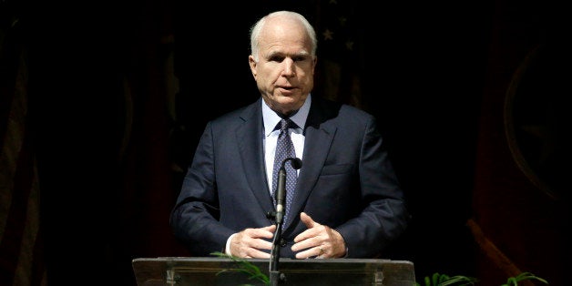Sen. John McCain, R-Ariz., speaks during a service for Fred Thompson, a former United States senator, actor and Republican pr