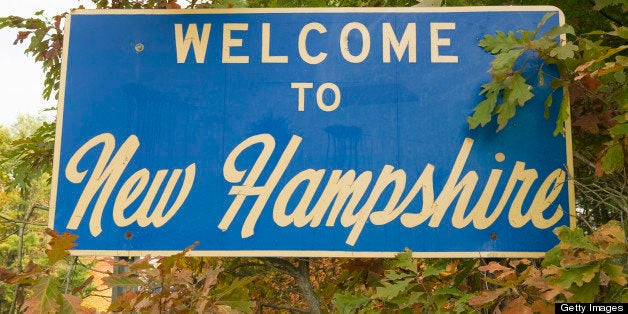 Welcome to New Hampshire state road sign