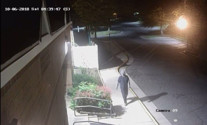 Police in North Virginia are searching for a suspect caught on video spray-painting 19 swastikas on a Jewish community center.