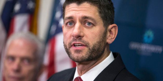 In this Dec. 1, 2015, photo, House Speaker Paul Ryan of Wis., meets with reporters following a GOP strategy session on Capitol Hill in Washington. Congressional Republicans are pressing for an end to the four-decade ban on exporting crude oil and further curbs on President Barack Obamaâs environmental agenda as part of a sweeping $1.1 trillion spending bill. Days from a Dec. 11 midnight deadline, progress has proven elusive for negotiators who also are trying to hammer out a separate measure to renew dozen of expired tax breaks. The two bills are the major item of unfinished business for this session of Congress. (AP Photo/J. Scott Applewhite)