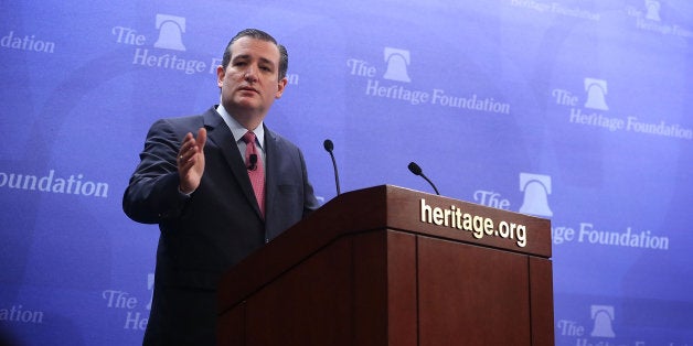 WASHINGTON, DC - DECEMBER 10: Republican presidential candidate Sen. Ted Cruz (R-TX) speaks at the Heritage Foundation December 10, 2015 in Washington, DC. Sen. Cruz spoke on 'Securing America's Freedom: Protect, Defend, and Champion American Liberties through a Strong National Defense.' (Photo by Alex Wong/Getty Images)