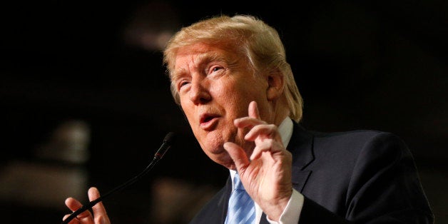 FILE - In this Monday, Nov. 23, 2015, file photo, Republican presidential candidate, businessman Donald Trump speaks during a