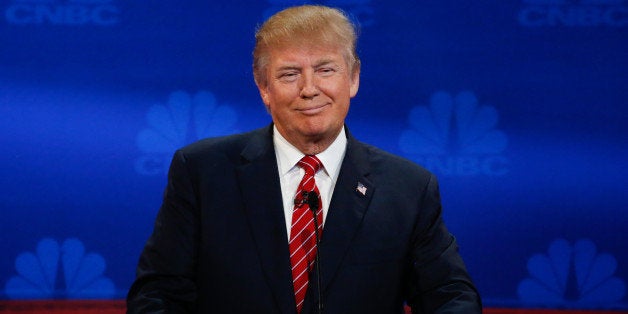 CNBC EVENTS -- The Republican Presidential Debate: Your Money, Your Vote -- Pictured: Donald Trump participates in CNBC's 'Your Money, Your Vote: The Republican Presidential Debate' live from the University of Colorado Boulder in Boulder, Colorado Wednesday, October 28th at 6PM ET / 8PM ET -- (Photo by: David A. Grogan/CNBC/NBCU Photo Bank via Getty Images)