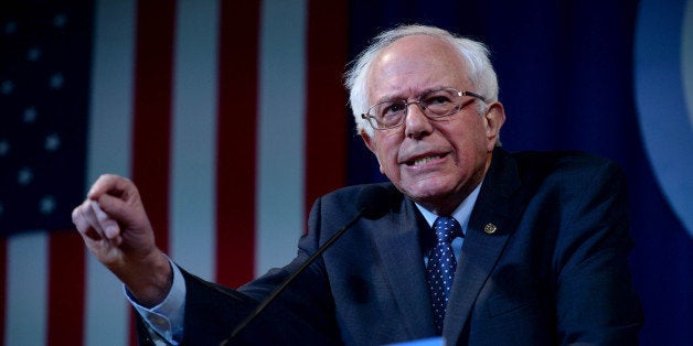 MANCHESTER, NH - NOVEMBER 29: Democratic Presidential candidate Bernie Sanders speaks at the Jefferson Jackson Dinner at the Radisson Hotel November 29, 2015 in Manchester, New Hampshire. The dinner is held annually by the New Hampshire Democratic Party. (Photo by Darren McCollester/Getty Images)