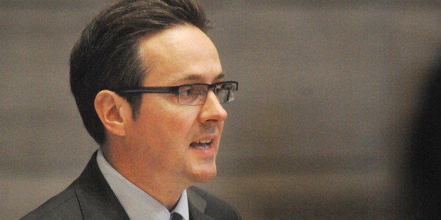 FILE - In this May 13, 2015 file photo, Sen. Kurt Schaefer, R-Columbia, speaks to colleagues on the last day of the regular s