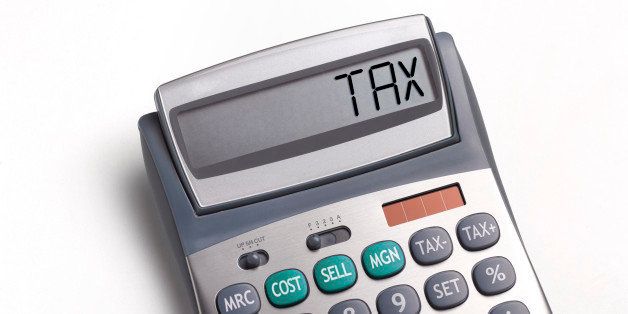 Tax written on a calculator