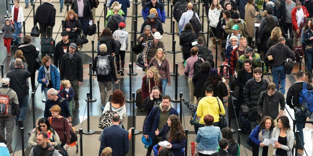 DENVER, CO - NOVEMBER 26: Security lines at Denver International Airport are long but moving fast, November 26, 2014. The ai
