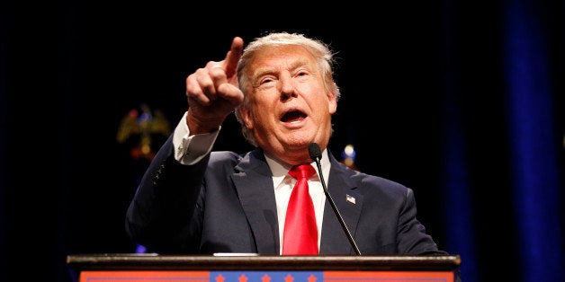 Republican presidential candidate Donald Trump speaks at a rally Monday, Dec. 14, 2015, in Las Vegas. (AP Photo/John Locher)