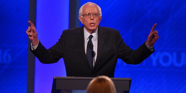 US Democratic Presidential hopeful Bernie Sanders participates in the Democratic Presidential Debate hosted by ABC News at the Saint Anselm College in Manchester, New Hampshire, on December 19, 2015. AFP PHOTO/JEWEL SAMAD / AFP / JEWEL SAMAD (Photo credit should read JEWEL SAMAD/AFP/Getty Images)