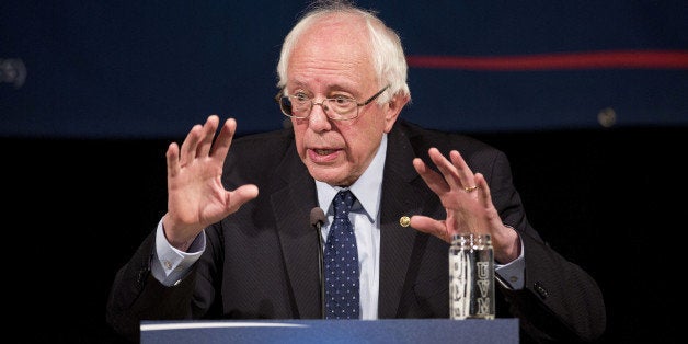 Senator Bernie Sanders, an independent from Vermont and 2016 Democratic presidential candidate, speaks during a campaign event in Storm Lake, Iowa, U.S., on Tuesday, Dec. 22, 2015. During Saturday's presidential debate in New Hampshire, Sanders was the most searched Democratic candidate on Google, the most discussed on Facebook and he also amassed the most new Twitter followers. Photographer: Daniel Acker/Bloomberg via Getty Images