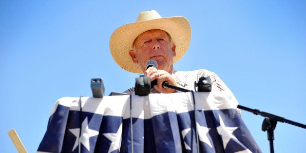 BUNKERVILLE, NV - APRIL 24: Rancher Cliven Bundy speaks during a news conference near his ranch on April 24, 2014 in Bunkerville, Nevada. The Bureau of Land Management and Bundy have been locked in a dispute for a couple of decades over grazing rights on public lands. (Photo by David Becker/Getty Images)