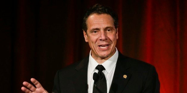 New York Gov. Andrew Cuomo speaks at the Brady Bear Awards Gala Thursday, Nov. 19, 2015, in New York. (AP Photo/Frank Frankli
