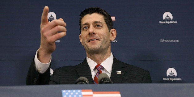 WASHINGTON, DC - JANUARY 06: U.S. Speaker of the House Rep. Paul Ryan (R-WI) speaks to the media after his weekly meeting with House Republicans on Capitol Hill, January 6, 2016 in Washington, DC. Ryan spoke about President Obama's plan to strengthen gun control and a bill to repeal Obamacare. (Photo by Mark Wilson/Getty Images)